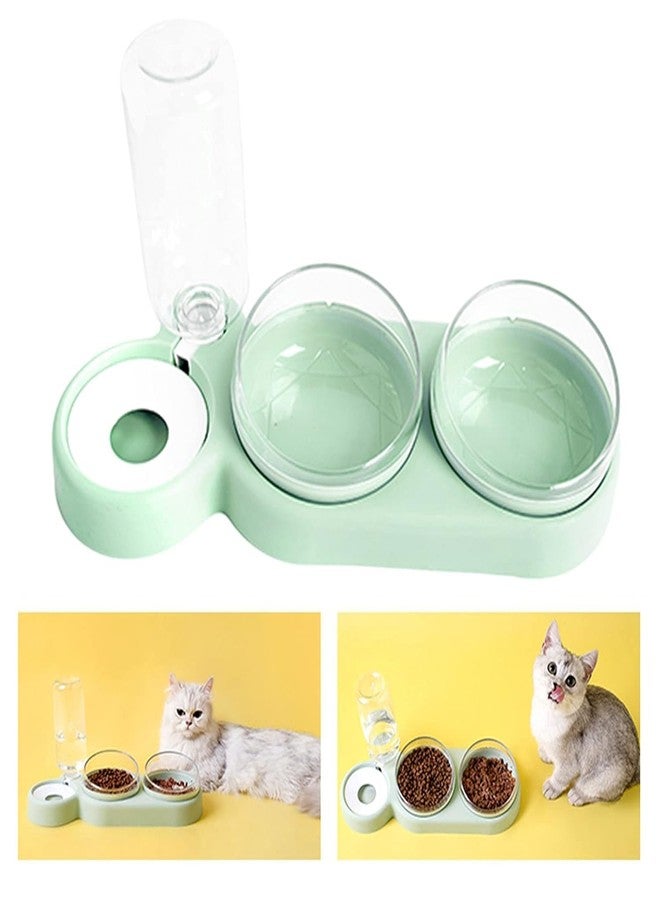 PURAM Pet Water Dispenser - 3 in 1 Pet Double Bowls 2 Food Bowls 1 Water Feeder Set Food Feeder Set for Cats Puppy Small Dogs | Easy Cleaning with Waterer Bottle for Indoor for Cat Dog - Image 3